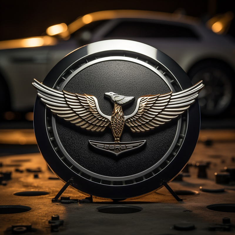 Embossed emblem with eagle wings on car wheel cover