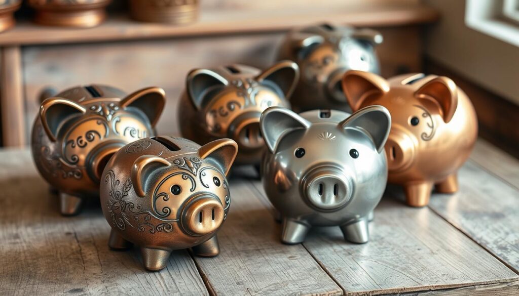 Vintage metal piggy banks