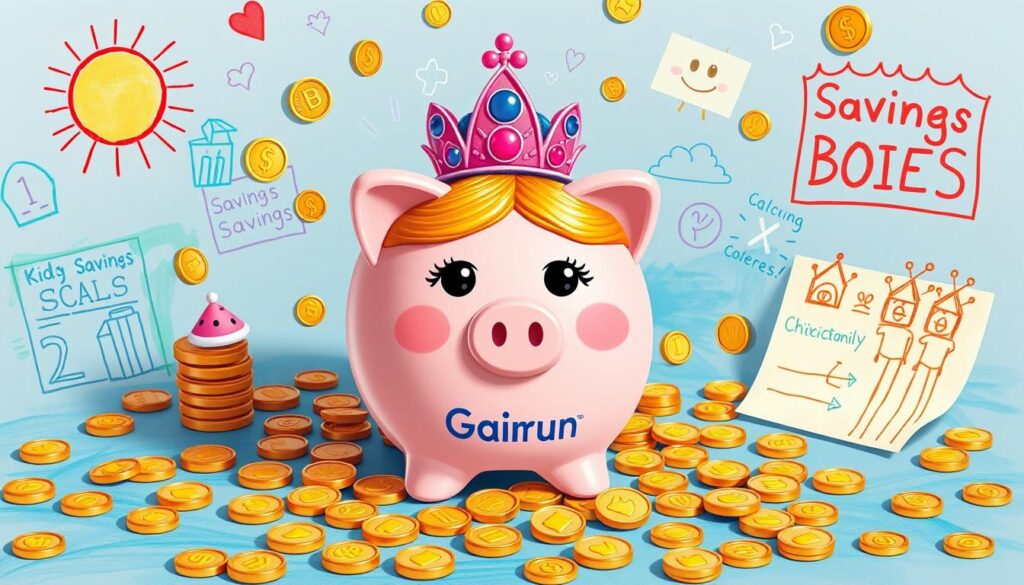 kids' savings tracking progress with a piggy bank