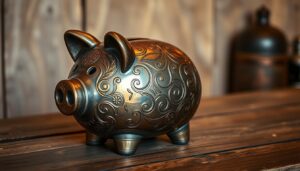 vintage metal piggy bank