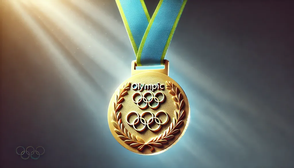 Olympic gold medal awarded to top athletes for exceptional achievements.