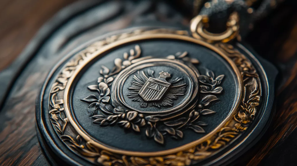 Custom sports medal featuring hybrid textures and finishes