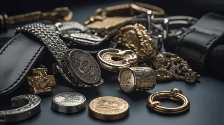 A premium collection of zinc alloy clothing accessories including buttons, zipper pulls, tags, and belt buckles manufactured by Gairun