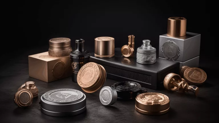 A premium collection of zinc alloy packaging accessories including bottle caps, decorative labels, closures, and clasps manufactured by Gairun