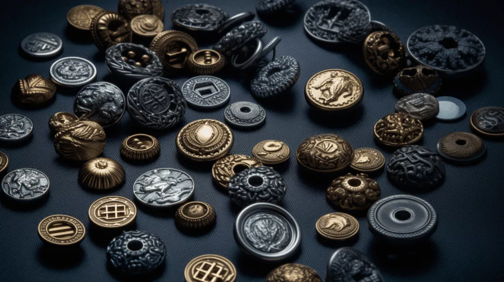 A premium collection of custom zinc alloy buttons including jeans, decorative, and uniform styles manufactured by Gairun