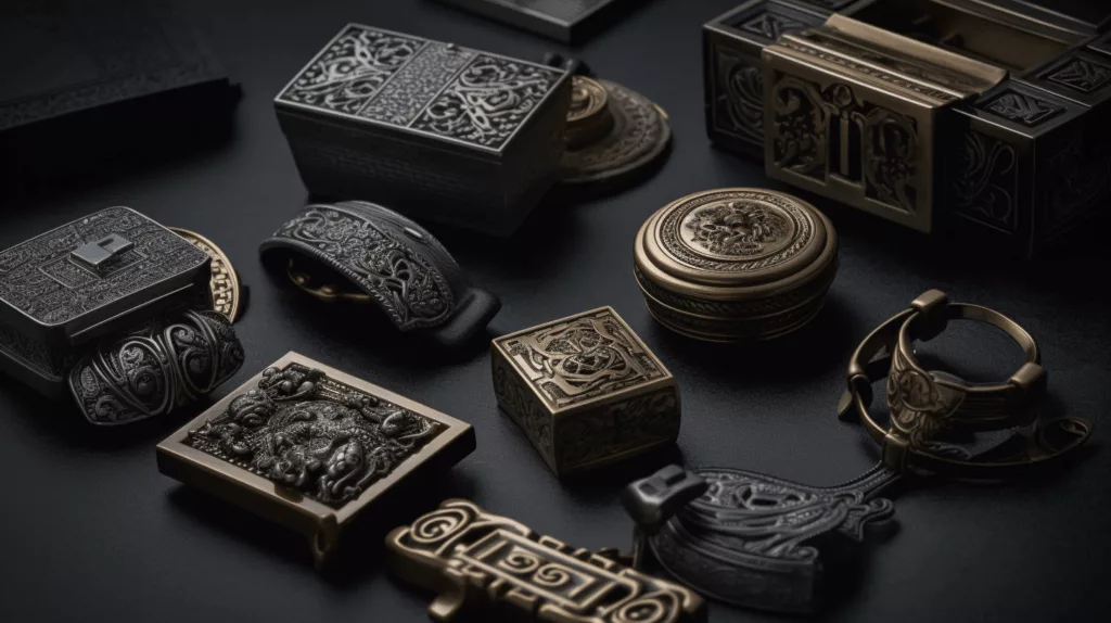 A collection of zinc alloy clasps and buckles for jewelry boxes, gift cases, and premium packaging manufactured by Gairun