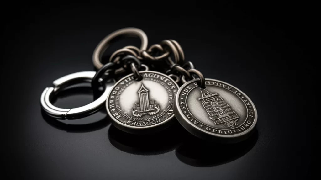 A collection of souvenir, fashion, and promotional zinc alloy keychains manufactured by Gairun, premium custom designs