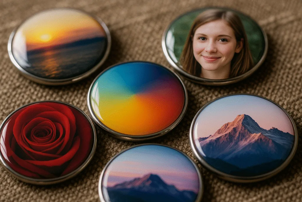 comparison printed metal badge finishes comparison printed metal badge finishes