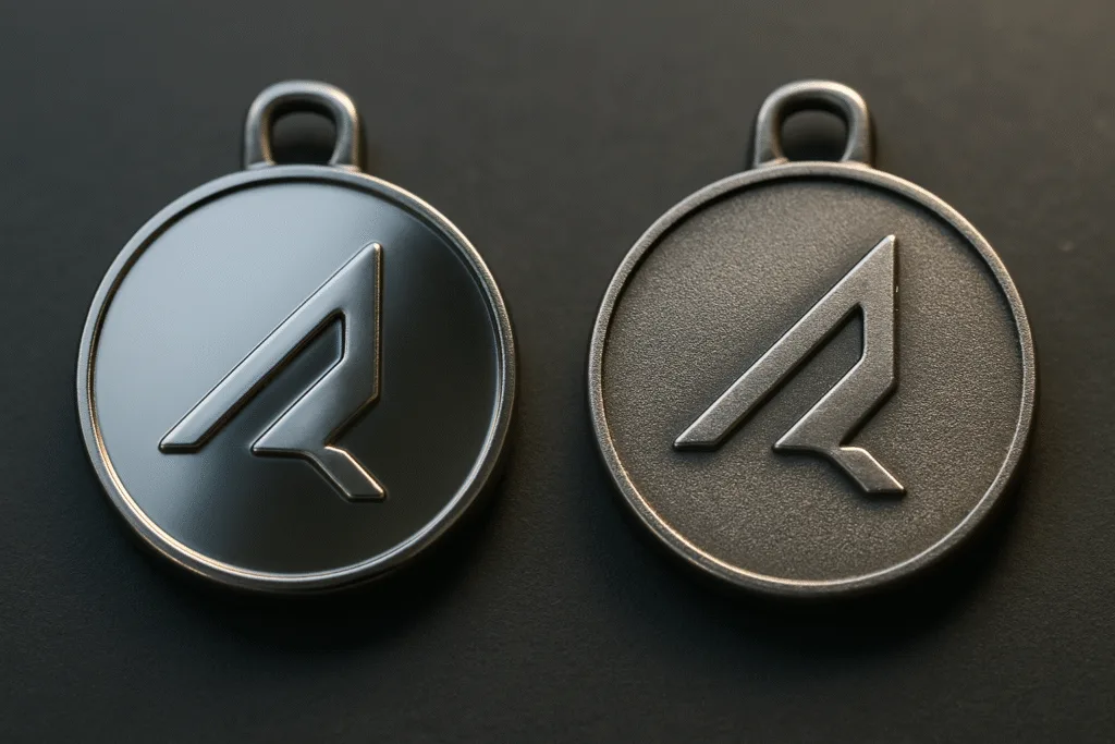 contrast between smooth and sandblasted medals contrast between smooth and sandblasted medals