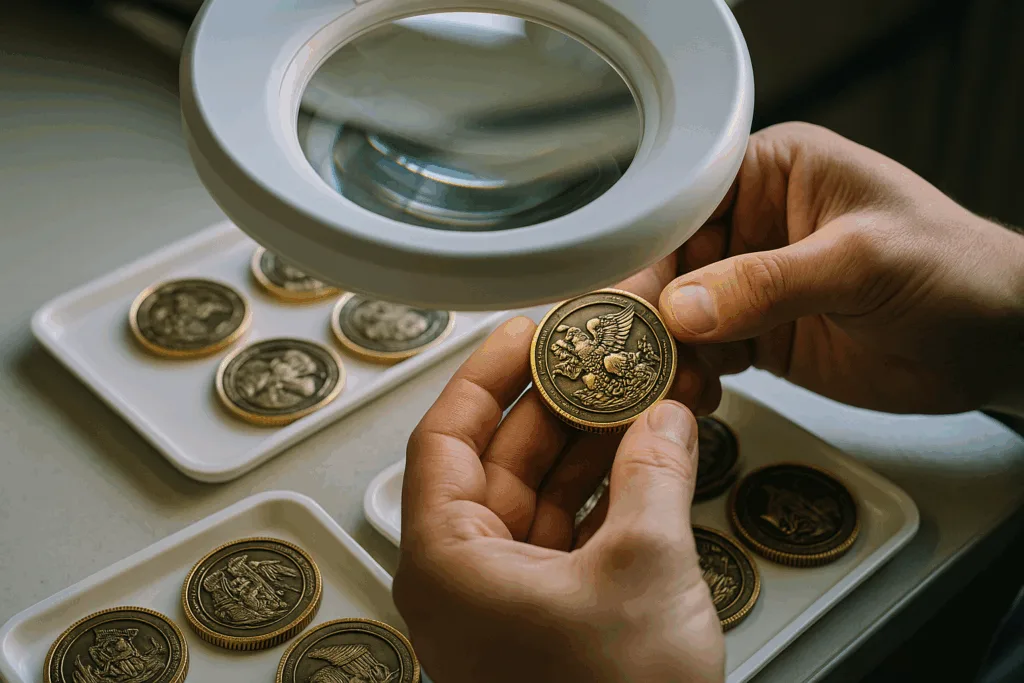 inspecting dual plated 3d challenge coins inspecting dual plated 3d challenge coins