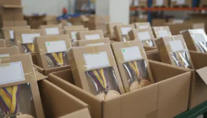 Packaged medals with secure ribbons ready for shipment