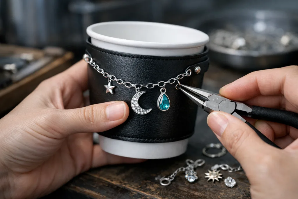 crafting metal chain charm cup sleeve crafting metal chain charm cup sleeve