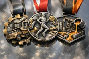 A display of 2026 custom marathon medals featuring innovative materials and finishing techniques reflecting current design trends.