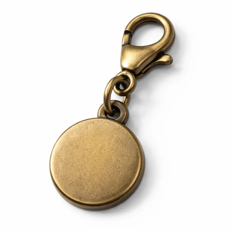 This version of our 3D charm zipper pull is cast in brass and finished with antique brass plating. It features soft rounded edges and a sandblasted matte surface for a vintage-inspired look that reduces glare.