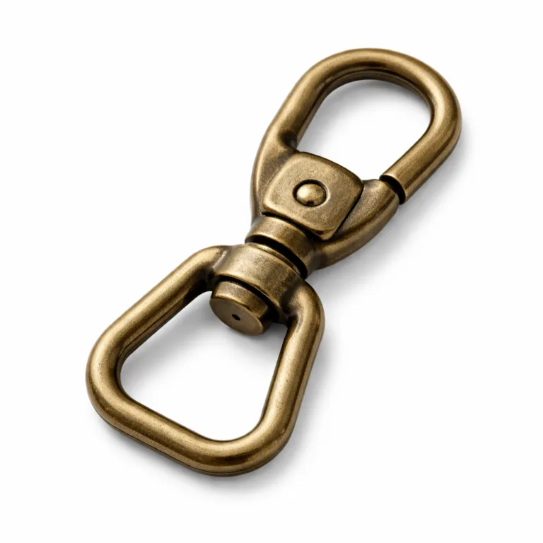 A flat 2D antique brass clasp with a sandblasted matte texture that diffuses light for a subtle, understated style. Ideal choice for traditional leather crafting or retro accessories.