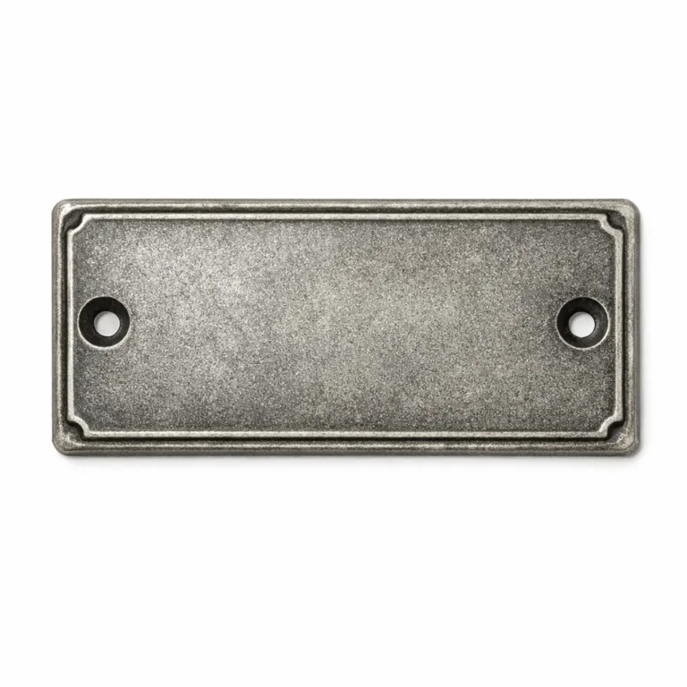 A rectangular antique silver souvenir with sandblasted matte texture, designed as a commemorative plaque with two visible screw holes for mounting. The finish gives a classic, elegant appearance suitable for display.