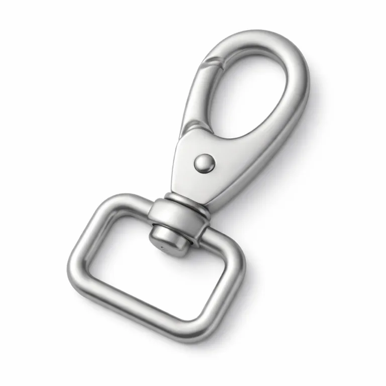 A minimalist bag strap clasp hook crafted in zinc alloy with a matte silver finish and flat profile. Features soft, rounded edges for a sleek modern look, perfect for everyday bags.