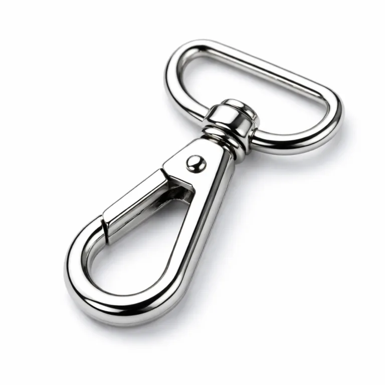 A premium bag strap clasp hook with a stainless steel visual look, featuring shiny nickel plating and a polished mirror surface. The design is flat for contemporary appeal.