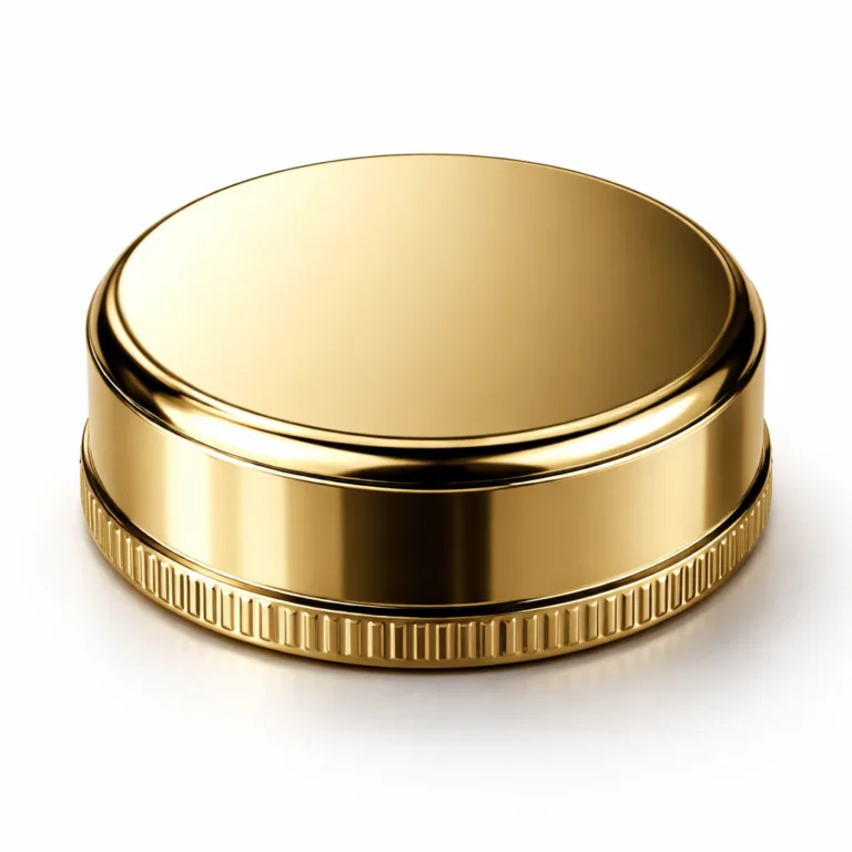 gr brass style metal nickel polished A premium zinc alloy bottle cap with a shiny gold plating, polished mirror surface, and crisp beveled edge. Ideal for luxury beverage packaging and designed for high-end presentation.
