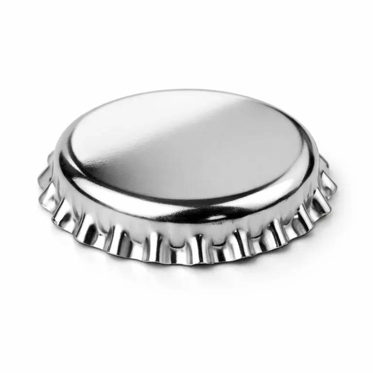 gr custom pattern bottle nickel rounded A custom pattern bottle cap crafted from zinc alloy with a shiny nickel-plated surface and soft rounded edges, designed for a sleek and modern appearance ideal for luxury bottle presentations.