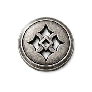 A cut-out design metal button crafted from zinc alloy, featuring an antique silver finish and a crisp beveled edge with 2D flat relief suitable for elegant apparel.