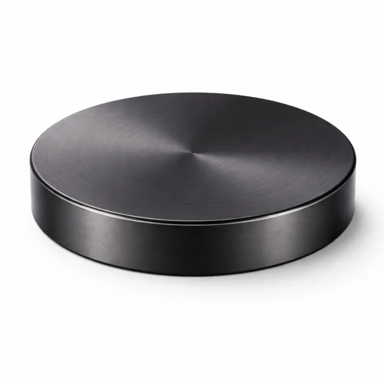 Decorative lid with a 2D flat top, finished in matte black nickel electroplating and a brushed metal surface for a subtle contemporary look.