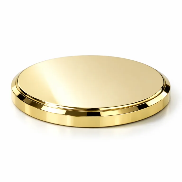 gr electroplated decorative lid gold A zinc alloy gold electroplated decorative lid featuring a highly polished mirror finish and crisp beveled edges, perfect for premium closures.