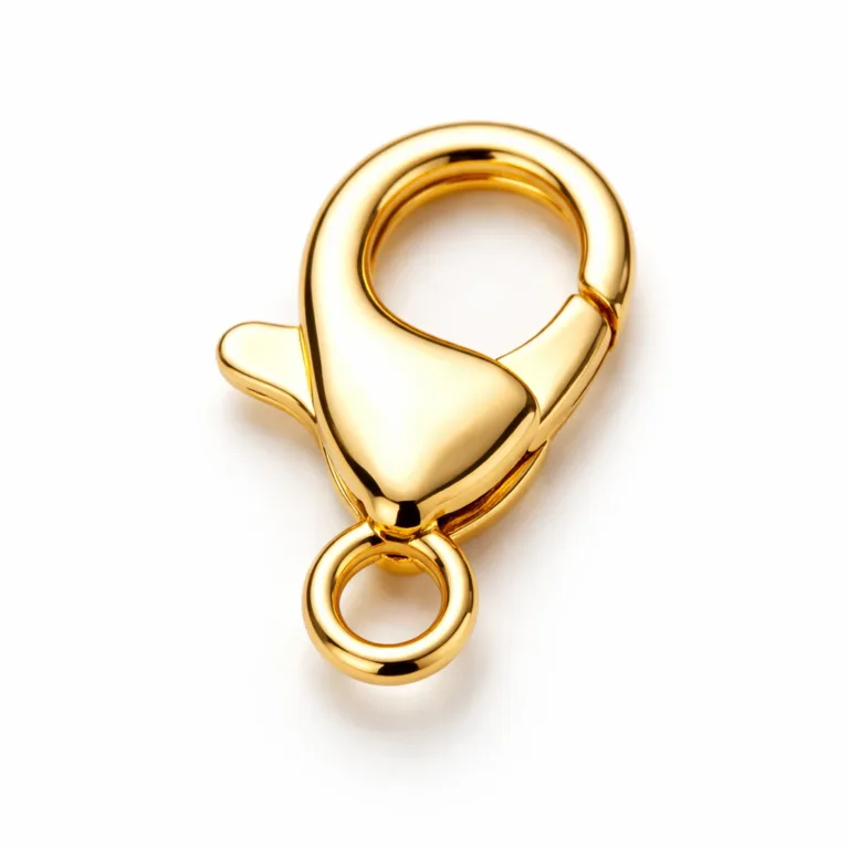 gr electroplated gold clasp polished A sleek electroplated gold clasp crafted from zinc alloy, featuring a high-polish mirror finish and gently rounded edges. Ideal for luxury accessories that require both visual appeal and durability.