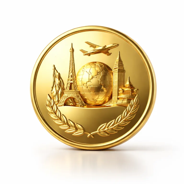 Gold-Plated Premium Souvenir made from zinc alloy, featuring a shiny gold-plated finish, 3D relief emblem, polished mirror surface, and soft rounded edge. Showcased in high-detail studio lighting for e-commerce.