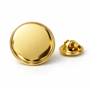 A premium gold-plated badge with a mirror-polished surface, classic round shape, and butterfly clutch back. Crafted using zinc alloy, this version features a simple, elegant edge and high-relief shine, ideal for formal events or recognition purposes.