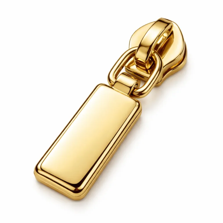 gr handbag metal zipper pull gold polished A handbag metal zipper pull crafted from zinc alloy, featuring a polished gold finish with a smooth, mirror-like surface and softly rounded edges. The classic rectangular design enhances elegance and suits a variety of handbag styles.