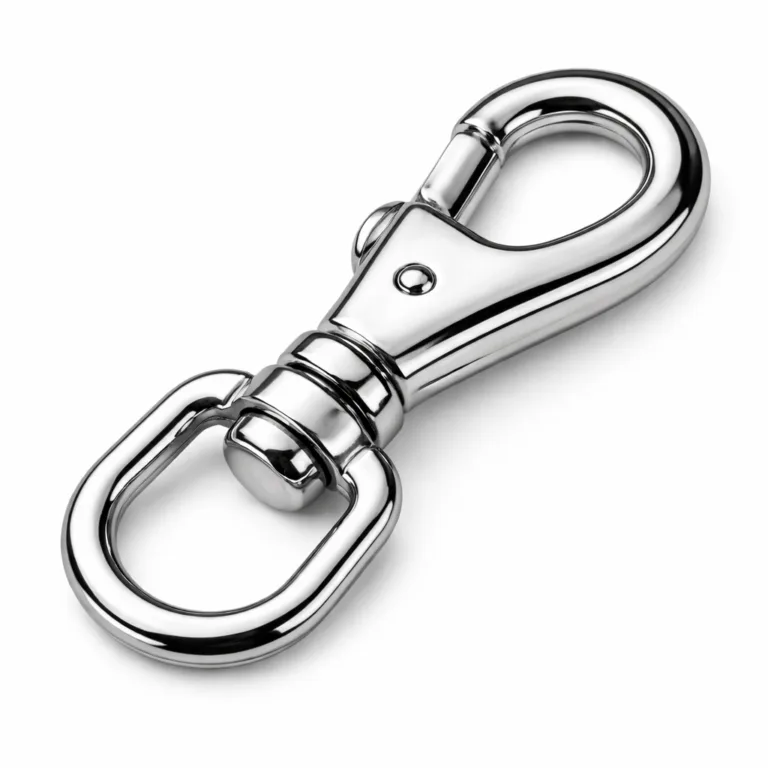 gr heavy duty spring clasp nickel polished A heavy-duty spring clasp made of zinc alloy with a polished shiny nickel finish and a flat 2D profile, photographed clearly under commercial lighting for main product image display.