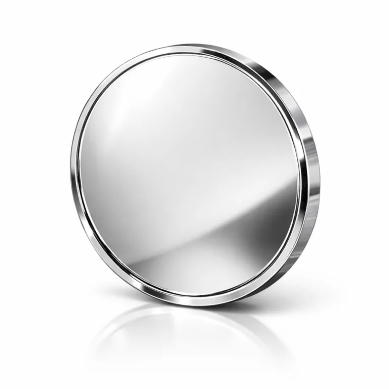 A limited edition event coin with a brilliant shiny nickel plating, boasting a polished mirror surface and crisp beveled edge. This stainless steel look coin radiates luxury and sophistication.