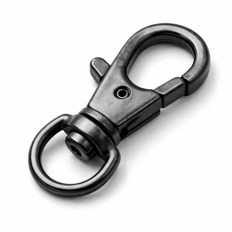 Premium zinc alloy lobster clasp with a matte black nickel plated finish, featuring crisp beveled edges and sandblasted texture. Designed for modern accessories and crafts.