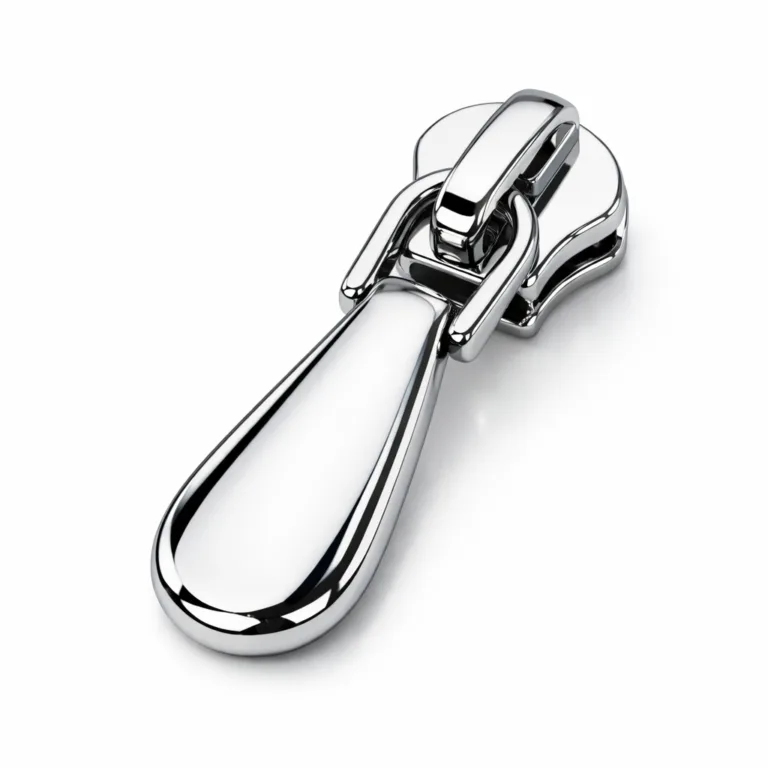 gr luxury jacket zipper nickel polished A luxury jacket zipper pull crafted from zinc alloy with a polished mirror nickel finish, featuring soft rounded edges for a refined look. Ideal for high-end outerwear.