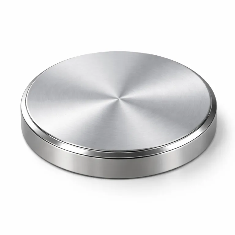 A modern jar lid top made from zinc alloy in a brushed silver finish, featuring crisp beveled edges and a satin surface texture for contemporary jars.