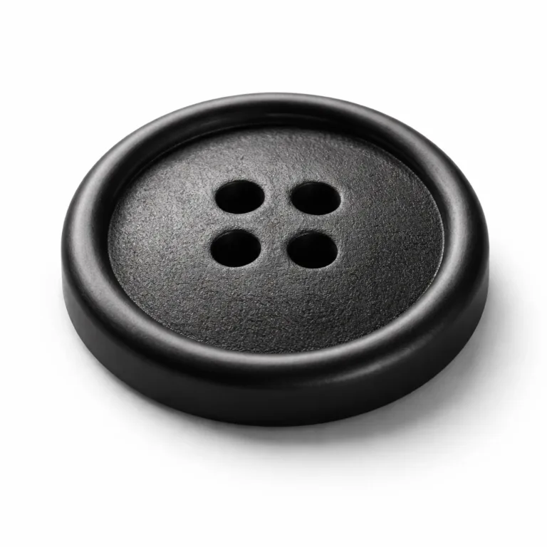 High-detail sandblasted matte black plated button made of zinc alloy, with a raised 3D relief in the center area, delivering depth and tactile appeal suitable for high-end garments or crafts.