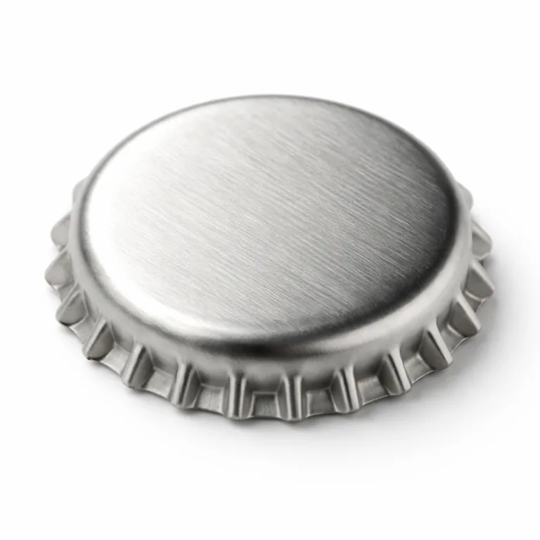 gr stamped metal bottle cap brushed A zinc alloy stamped bottle cap top featuring a brushed silver finish and smooth, soft rounded edges. Ideal for modern beverage packaging with a clean and contemporary look.