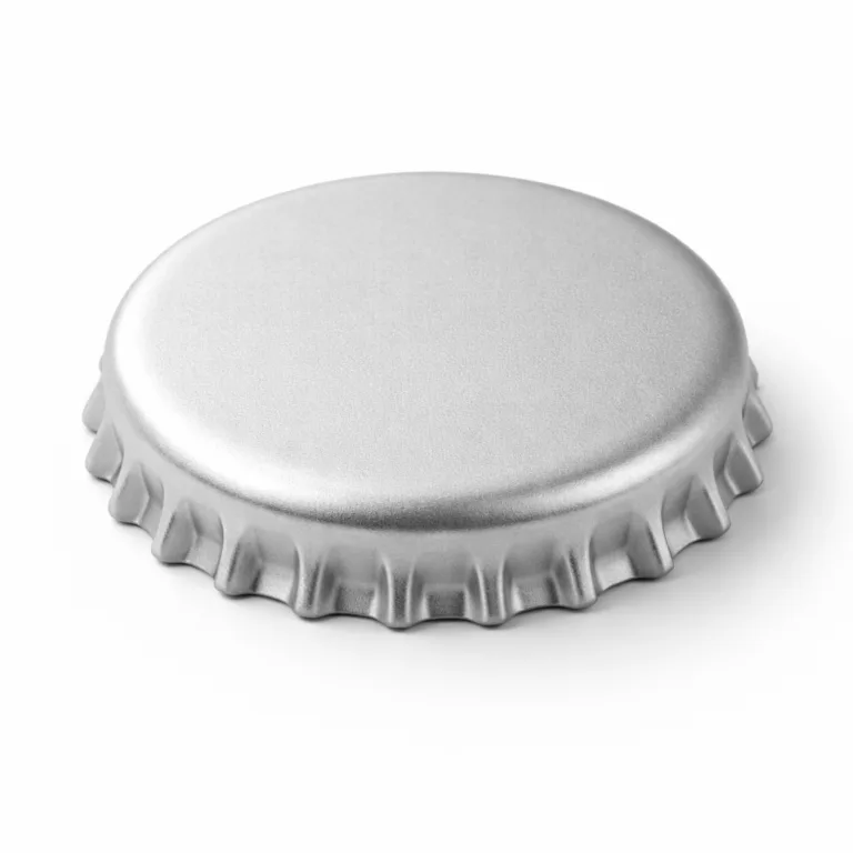 This twist-off metal bottle cap is made from aluminum with a matte silver sandblasted finish. It features a soft rounded edge for a subtle look and a smooth, flat top, showcasing a modern design suited for contemporary bottles.
