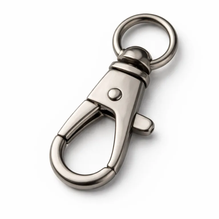 A zinc alloy two-tone clasp in matte nickel and antique silver finish, featuring a brushed surface texture, crisp beveled edge, and split ring attachment style. Presented as a standalone product on a pure white studio background.