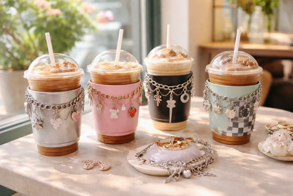 personalized cup sleeves chain charm personalized cup sleeves chain charm