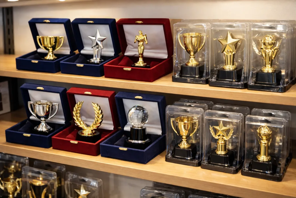 custom metal vs plastic awards display custom metal vs plastic awards display