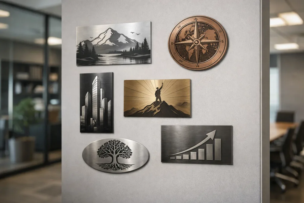 etched metal plaques office display etched metal plaques office display