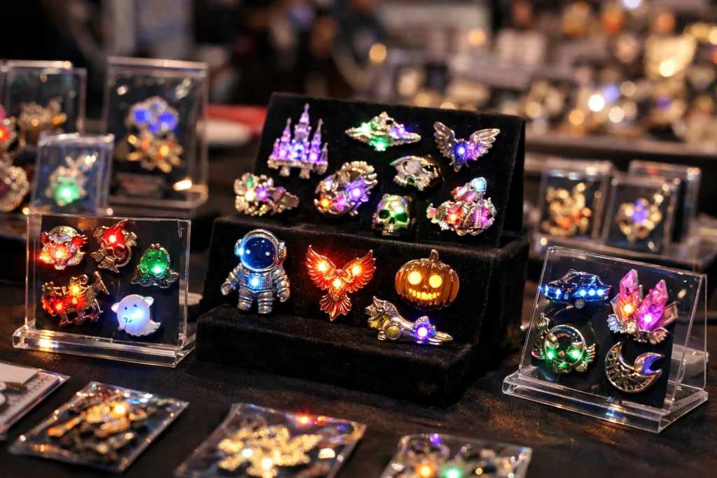 illuminated trading pin event display illuminated trading pin event display