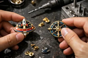 This image illustrates the complex inner mechanics of slider and spinner pins, emphasizing their interactive features that boost collectibility and trade value.