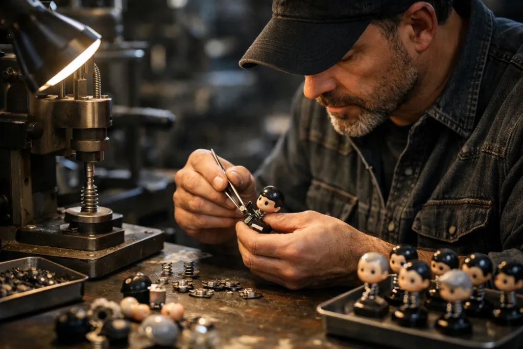 bobblehead pin assembly craftsmanship bobblehead pin assembly craftsmanship