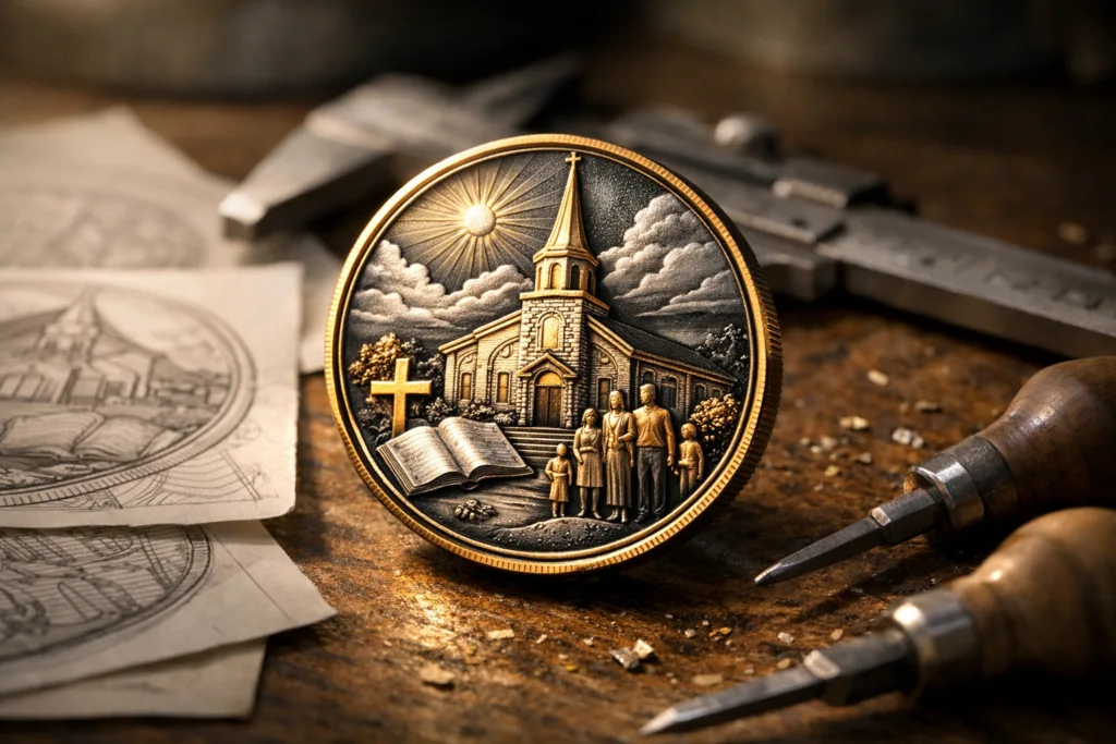 church anniversary coin 3d relief design church anniversary coin 3d relief design