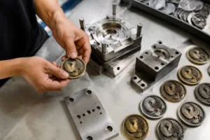 A workshop image highlighting the careful setup and mold preparation central to Minimum Order Quantities (MOQ) for Metal Crafts, reflecting quality and process control.