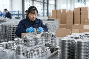 Photo of high-quality metal goods packed in a Chinese factory, illustrating the start of the shipping process under DDP or FOB terms.