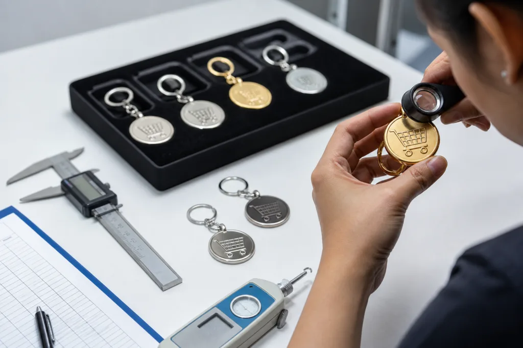 trolley coin keychain quality inspection trolley coin keychain quality inspection